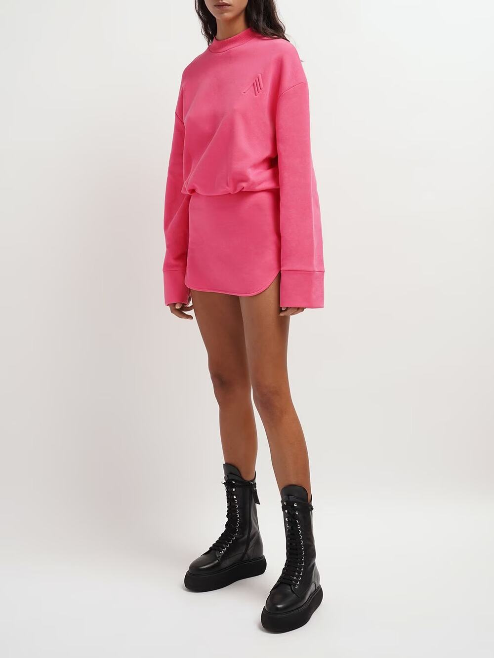 NWT The Attico Palmer Pink Cotton Fleece Mini Dress IT 38 US 0